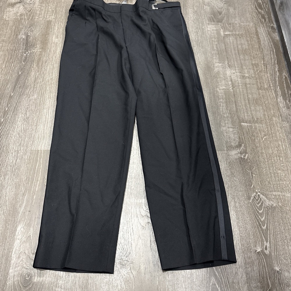 VTG 70s Wool Dress Pants With Suspenders Side Belt Talon Zipper Adjustable 38x31 - Picture 8 of 16